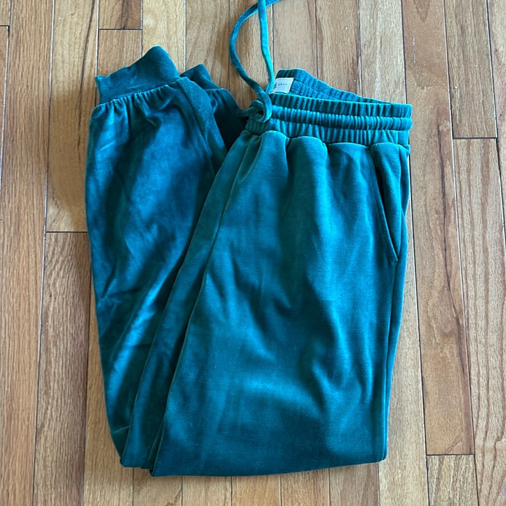 Lou & Grey velour joggers jade green medium